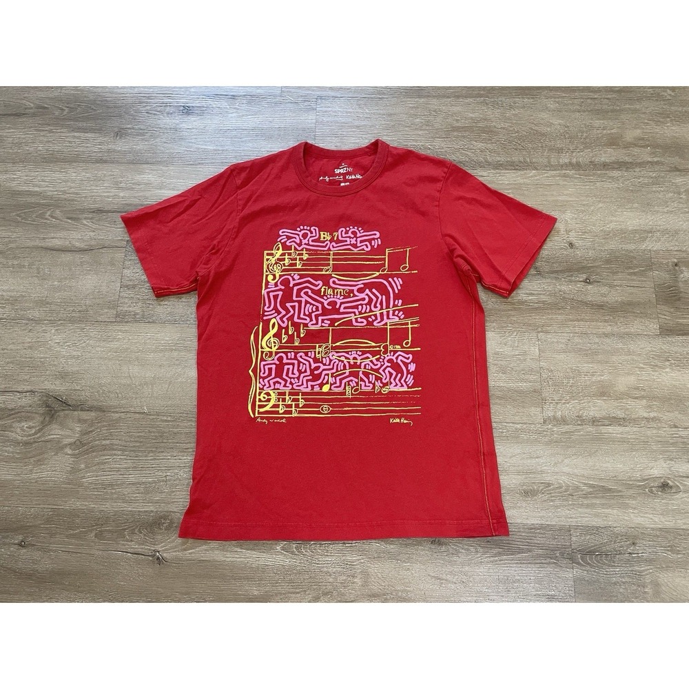 Uniqlo x Keith Haring x Andy Warhol Mens Sz M Cotton Graphic T-Shirt Red